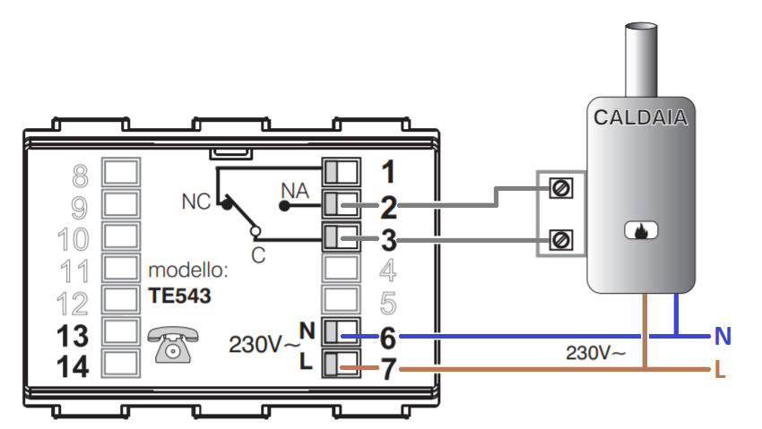 Schema elettrico collegamento termostato caldaia
