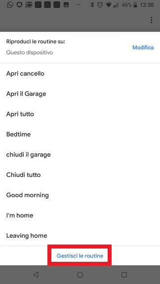 Routine personalizzata Google Home