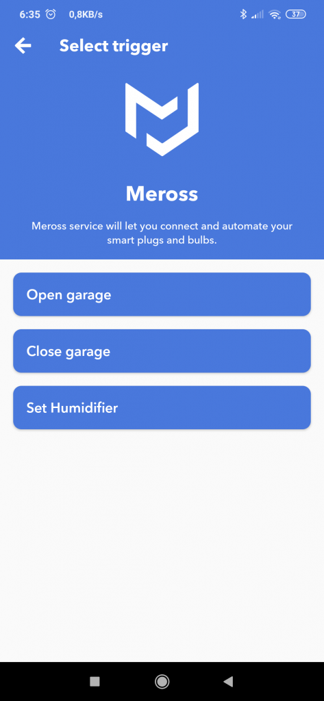 Meross IFTTT trigger