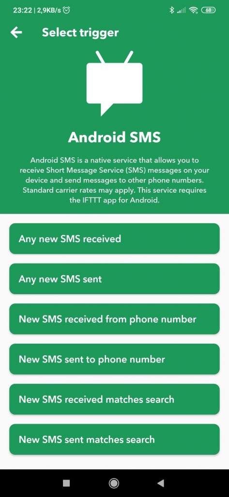 IFTTT Android SMS