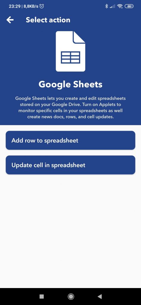 IFTTT Google Sheets
