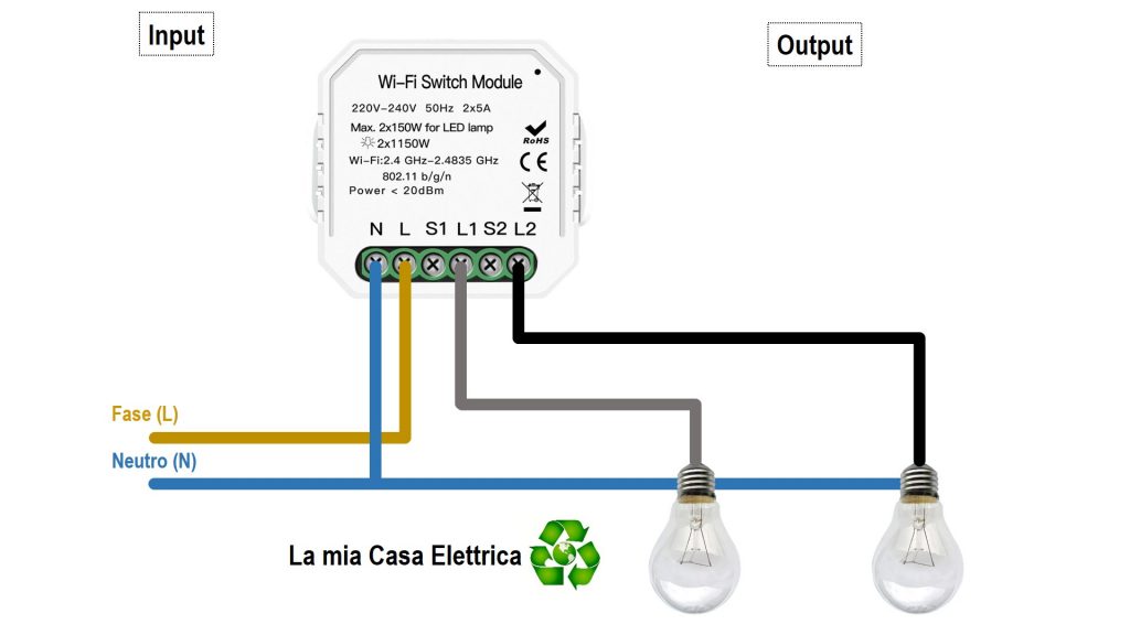 Interruttore WiFi Moes schema collegamento