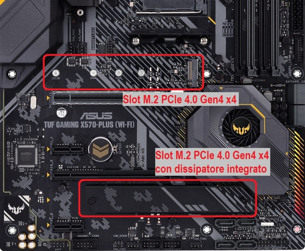 Asus TUF GAMING X570-PLUS dotata di due slot M.2 PCIe Gen4 x4