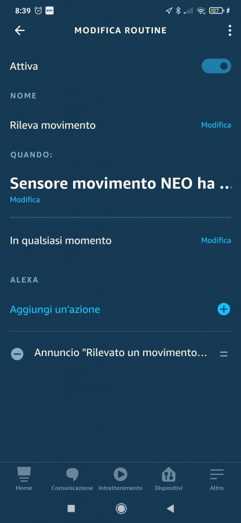 Sensore di movimento WiFi NEO ed Alexa