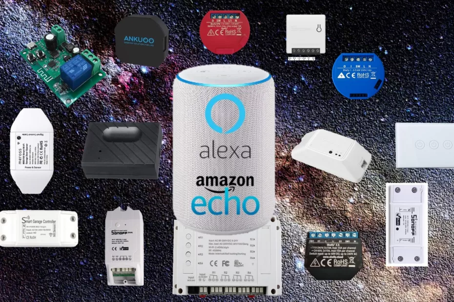 Interruttori WiFi Alexa con interruttore, deviatore, pulsante e relè