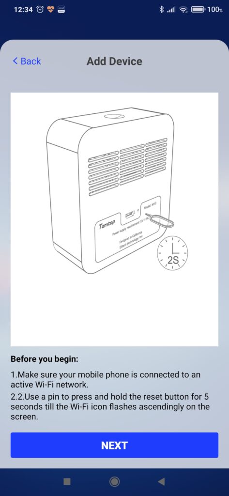 rilevatore qualità aria Temtop M10i app
