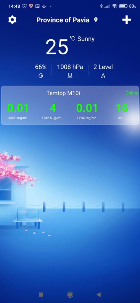 rilevatore qualità aria Temtop M10i app