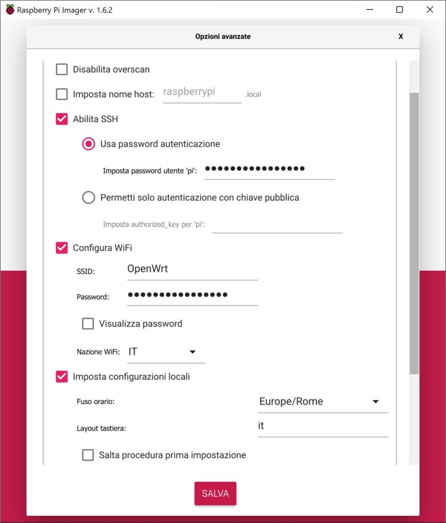 Come installare Raspberry Pi OS: abilitazione accesso SSH