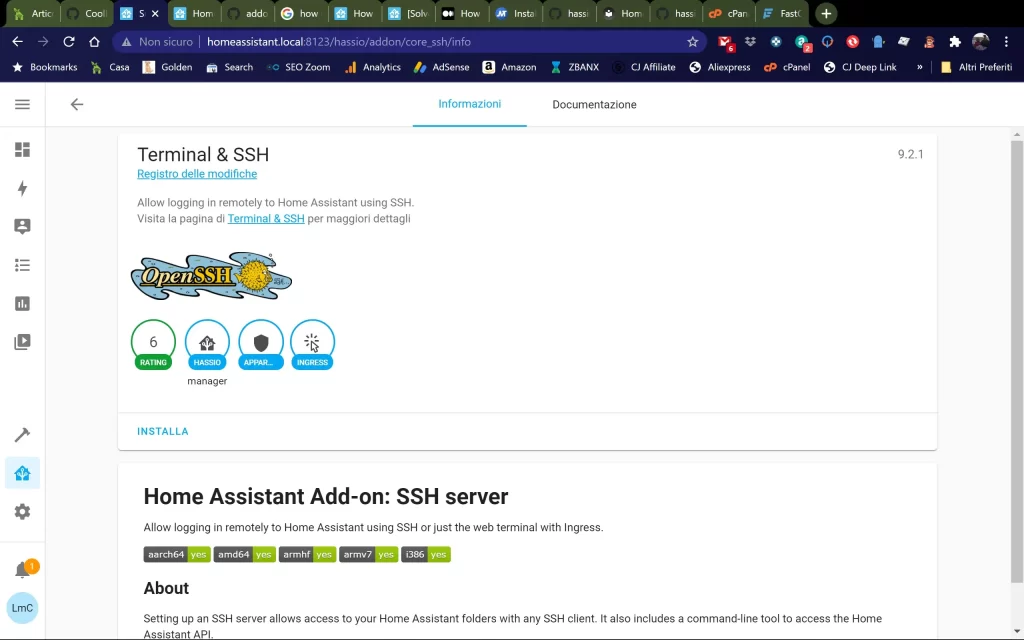 Installare SSH su Home Assistant OS