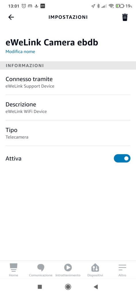 eWeLink Camera su Alexa