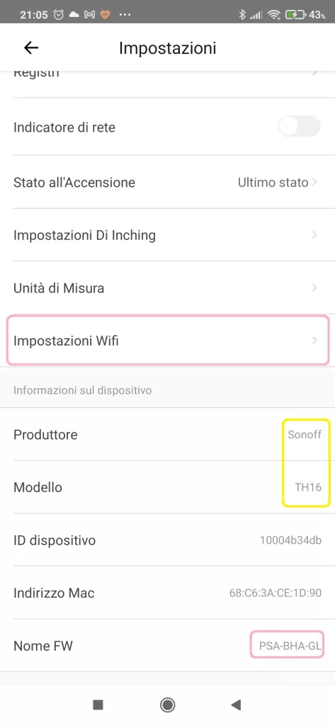 eWeLink Impostazioni WiFi