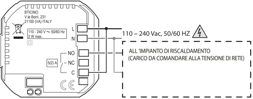 TERMOSTATO SMARTHER 2 INCASSO BIANCO - BTICINO XW8002 