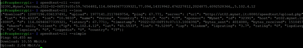 Speedtest CLI Raspberry Pi