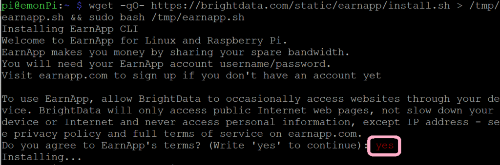 Download EarnApp su Raspberry Pi