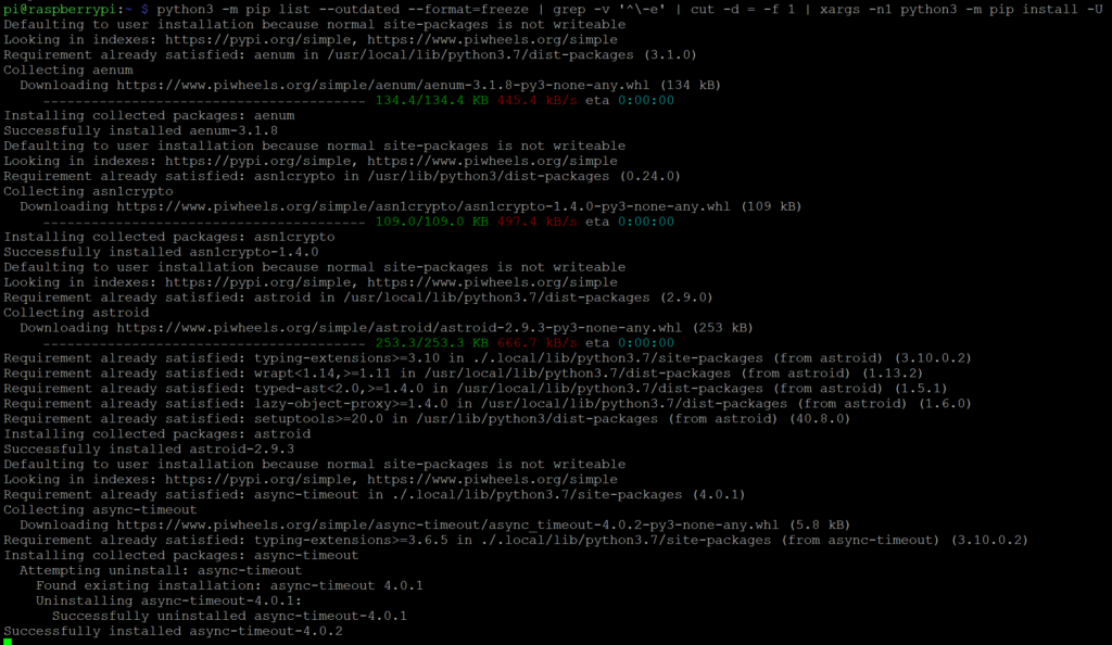 Come aggiornare tutti i package Python su Raspberry Pi