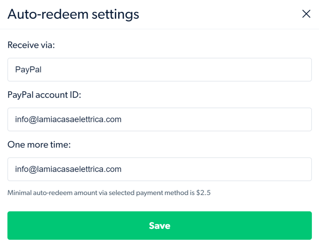Pagamento EarnApp con Paypal