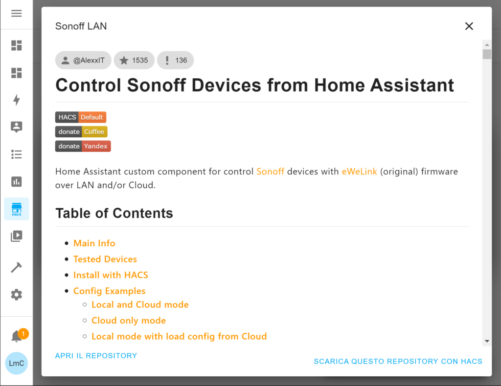 Sonoff eWeLink Home Assistant