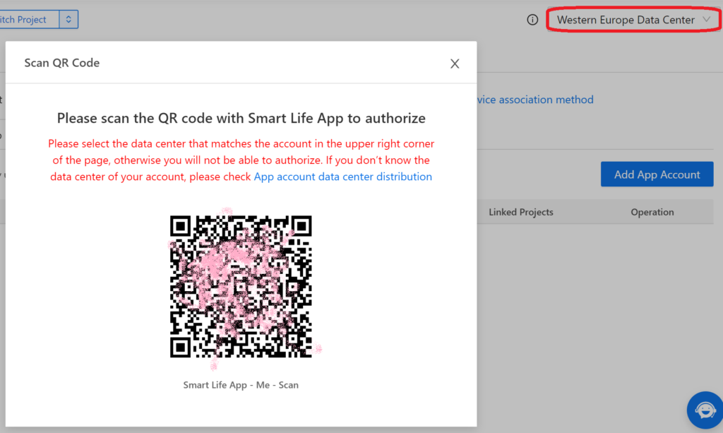 QRCode per associazione app con progetto Tuya IoT Cloud platform