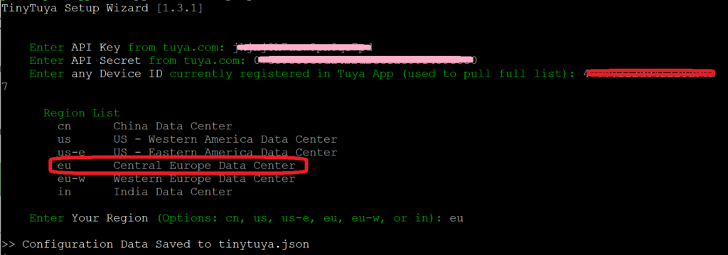 Wizard TinyTuya per recupero Local Key
