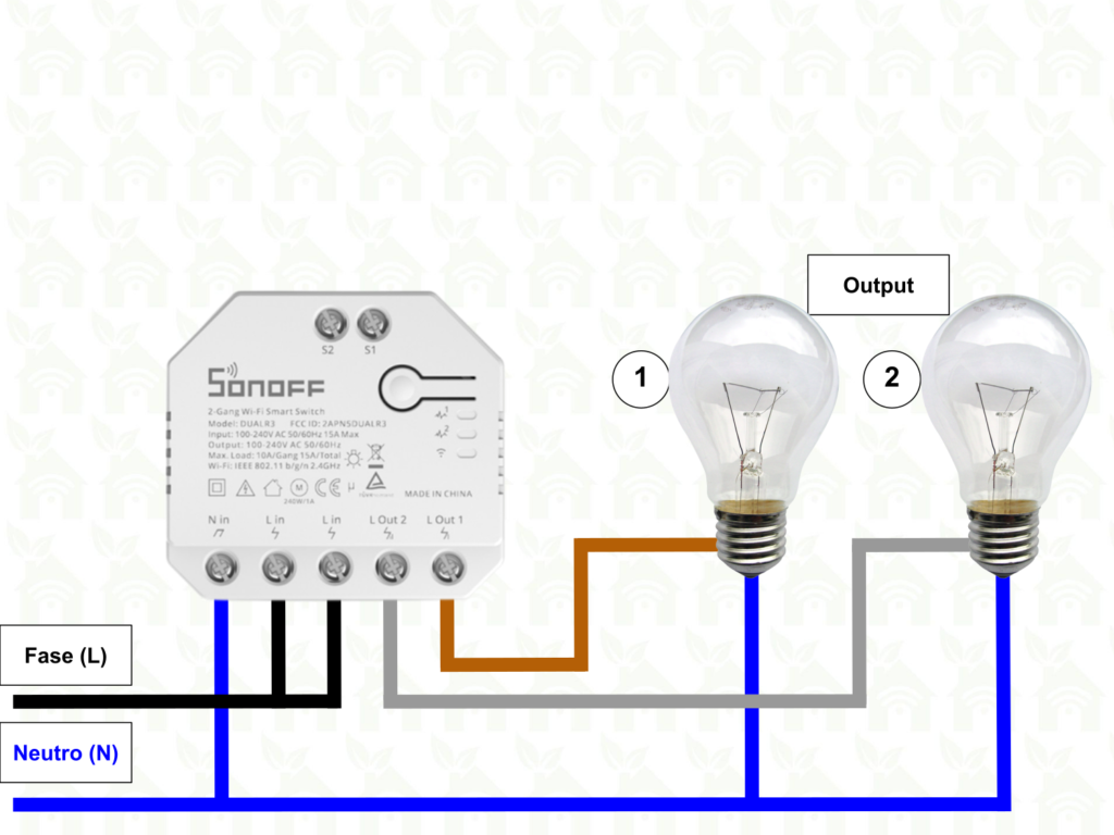 Sonoff Dual R3 schema elettrico di collegamento stand-alone