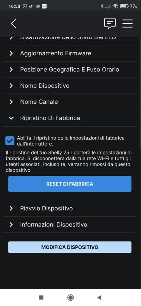 Shelly 2.5 Factory Reset