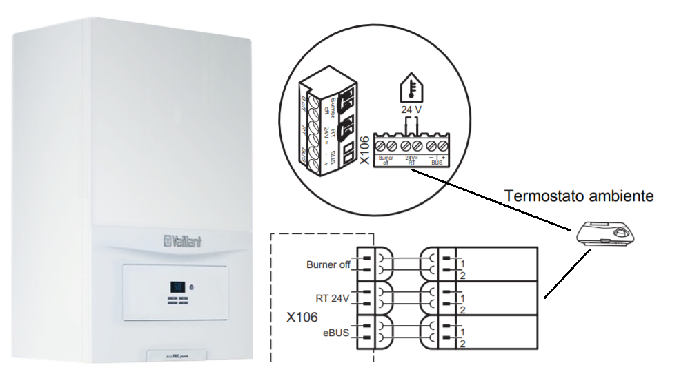 Schema elettrico collegamento termostato 2 fili alla caldaia