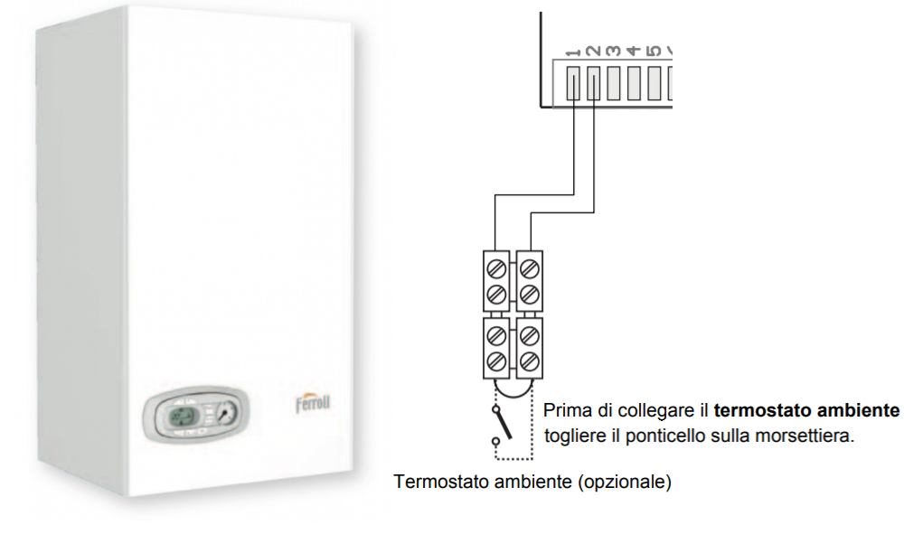 Schema elettrico collegamento termostato 2 fili alla caldaia