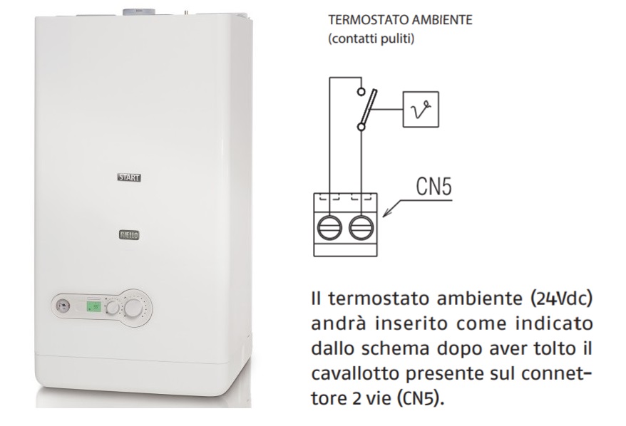 Schema elettrico collegamento termostato 2 fili alla caldaia