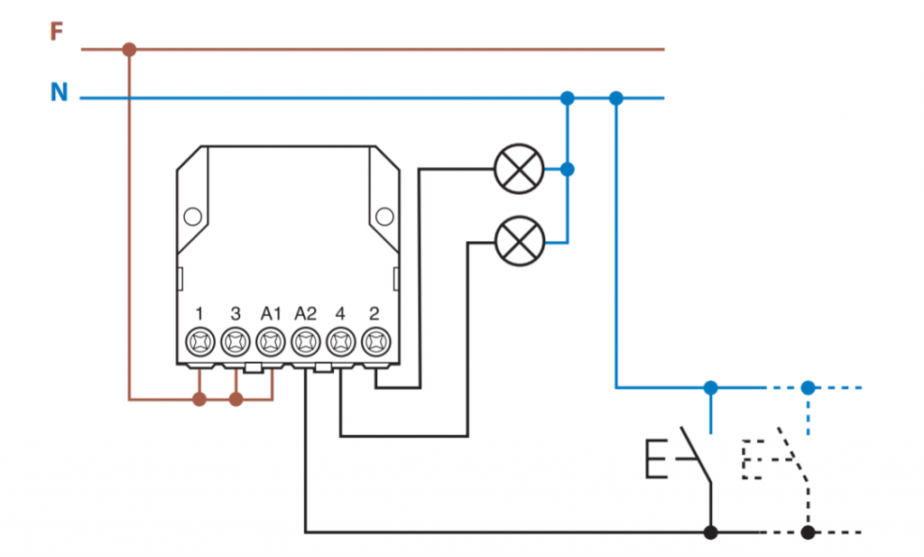schema punto luce rele